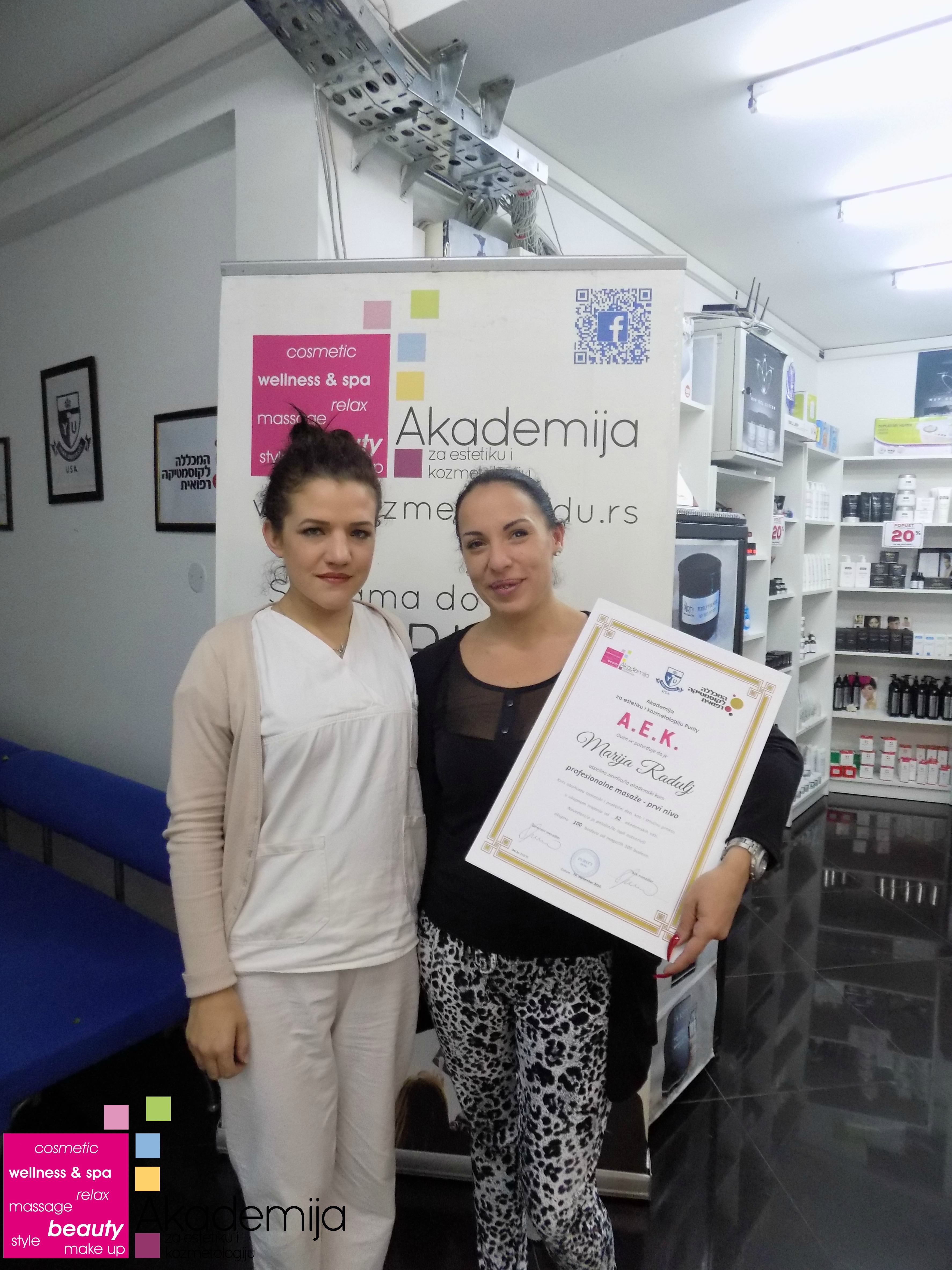 Marija Radulj, akademski kurs profesionalne masaže prvi nivo