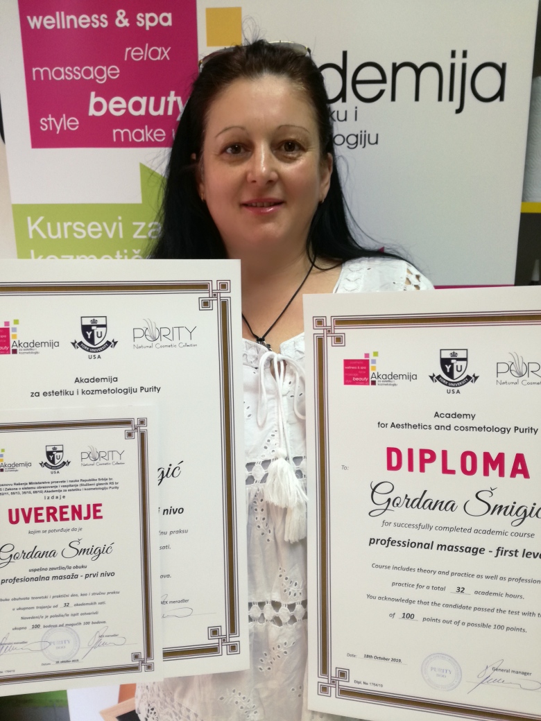 Gordana Šmigić, kurs profesionalne masaže